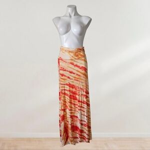 Club Z Collection Tie-Dye Maxi Skirt in Orange & Cream Size Mediym